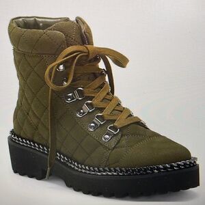 Vince Camuto Maissa Quilted Suede Lace-Up Chunky Lug Sole Hiker Boots